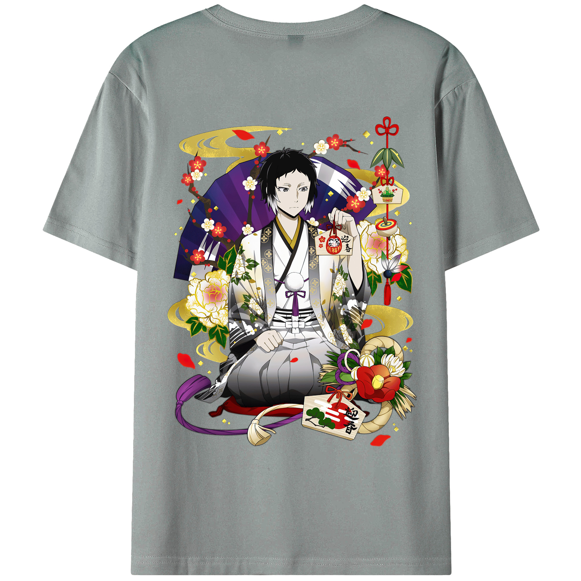 （画像用） 文豪ストレイドッグス Bungo Stray Dogs 綿100％ メンズ半袖Tシャツ（バックプリント） 通気性